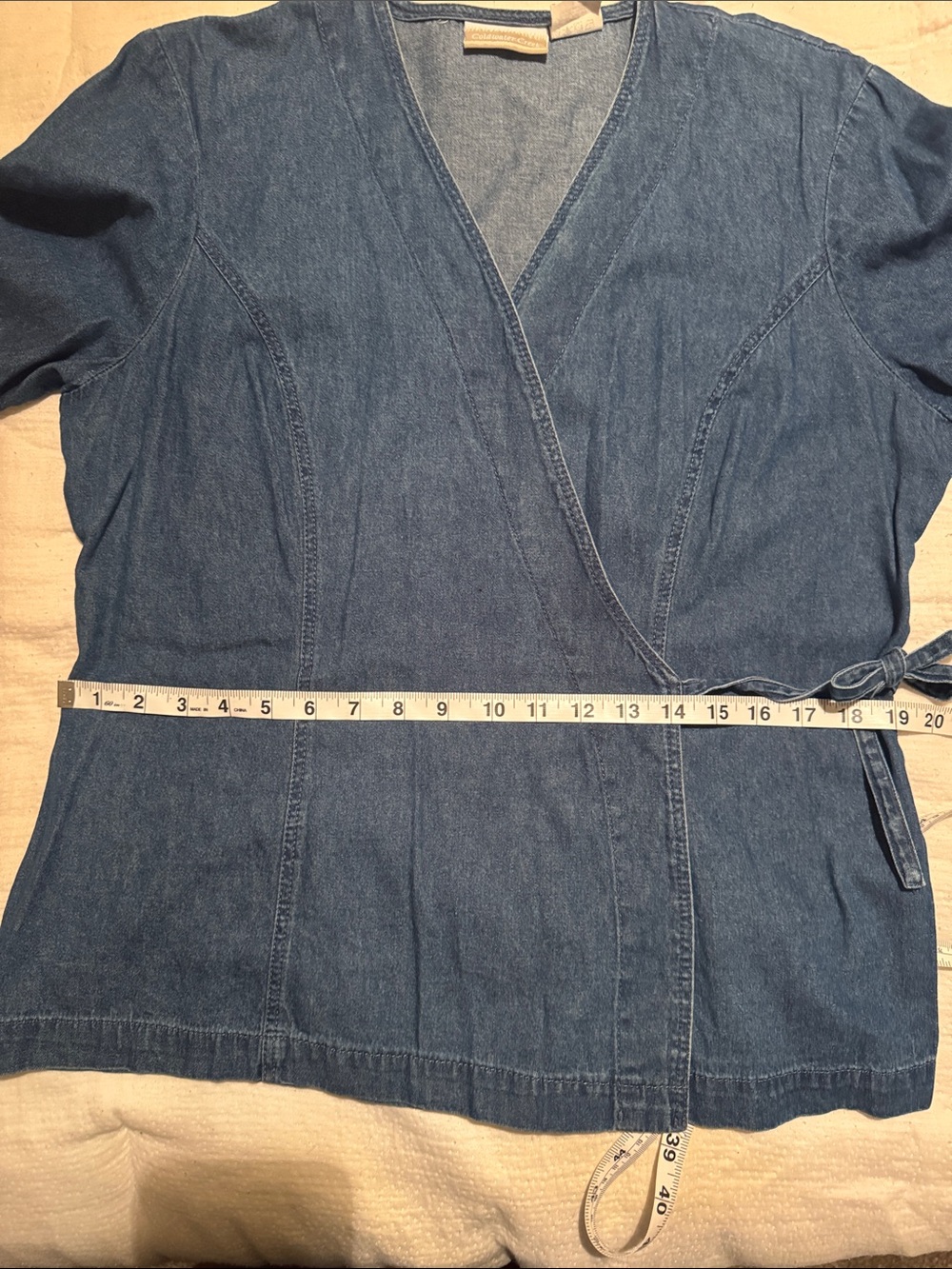 Vintage Coldwater Creek Denim-Style Wrap Top in Blue - Picture 6 of 8